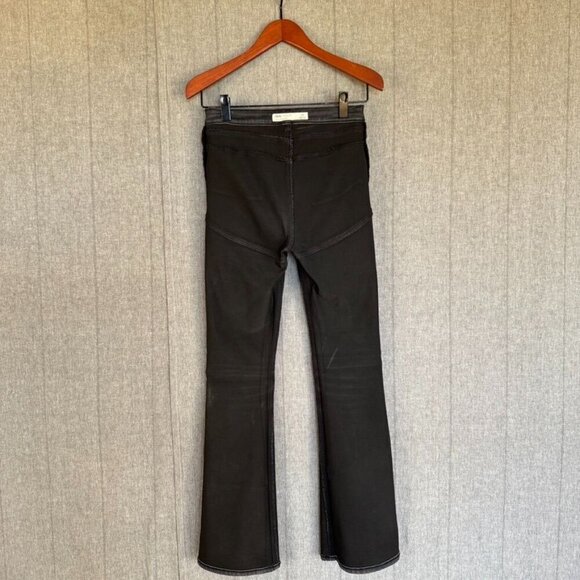 Asos Black Coated Stretch Denim Emo Y2K Festival Rocker Flare Leg Jeans Size - Picture 8 of 9